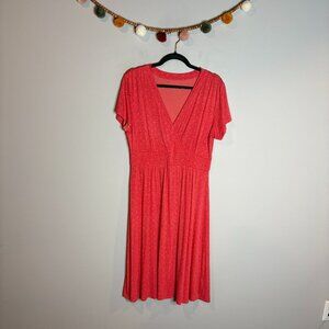 L.L. Bean coral salmon patterned Summer Knit dress
